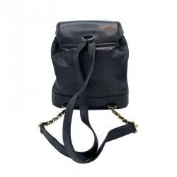 Pre Owned Chanel Black Leather CC Vintage Backpack