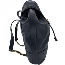 Pre Owned Chanel Black Leather CC Vintage Backpack