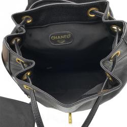 Pre Owned Chanel Black Leather CC Vintage Backpack