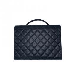Chanel Black Quilted Leather Vintage Briefcase