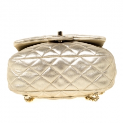 Pre Owned Chanel Metallic Gold  Quilted Leather Small Seoul Backpack