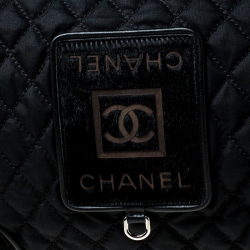 Pre Owned Chanel Black Quilted Nylon and Calfhair Oversized Weekender Bag