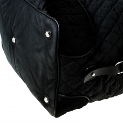 Pre Owned Chanel Black Quilted Nylon and Calfhair Oversized Weekender Bag