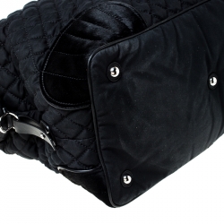 Pre Owned Chanel Black Quilted Nylon and Calfhair Oversized Weekender Bag