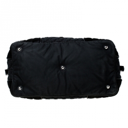 Pre Owned Chanel Black Quilted Nylon and Calfhair Oversized Weekender Bag