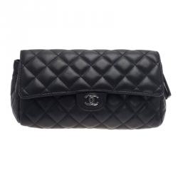 Pre Owned Chanel Black Quilted Leather Cosmetic Case