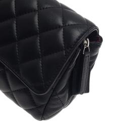 Pre Owned Chanel Black Quilted Leather Cosmetic Case
