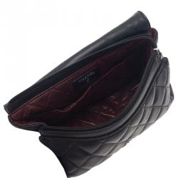 Pre Owned Chanel Black Quilted Leather Cosmetic Case