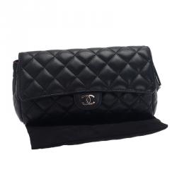 Pre Owned Chanel Black Quilted Leather Cosmetic Case