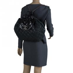 Pre Owned Chanel Black Quilted Iridescent Leather In the Mix Backpack