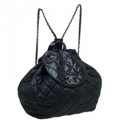 Pre Owned Chanel Black Quilted Iridescent Leather In the Mix Backpack