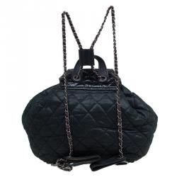 Pre Owned Chanel Black Quilted Iridescent Leather In the Mix Backpack