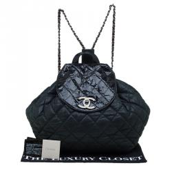 Pre Owned Chanel Black Quilted Iridescent Leather In the Mix Backpack