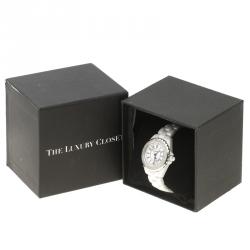 Chanel White Ceramic Stainless Steel Diamond J12 Women's Wristwatch 33 mm