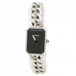 Chanel Black Stainless Steel and Diamond Premiere Chaine H3254 Women's Wristwatch 20 mm