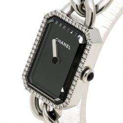 Chanel Black Stainless Steel and Diamond Premiere Chaine H3254 Women's Wristwatch 20 mm