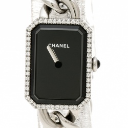 Chanel Black Stainless Steel and Diamond Premiere Chaine H3254 Women's Wristwatch 20 mm