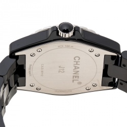 Chanel Black Ceramic and Stainless Steel Diamonds J12-365 H3840 Women's Wristwatch 36 mm