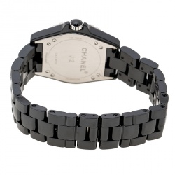 Chanel Black Ceramic and Stainless Steel Diamonds J12-365 H3840 Women's Wristwatch 36 mm