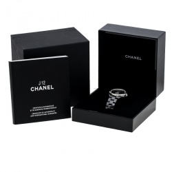 Chanel Black Ceramic and Stainless Steel Diamonds J12-365 H3840 Women's Wristwatch 36 mm