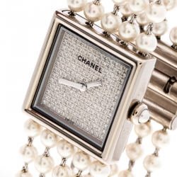 Chanel Cultured Pearl Diamond & 18k White Gold Mademoiselle H 1434 Women's Wristwatch 23MM
