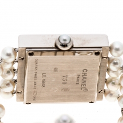 Chanel Cultured Pearl Diamond & 18k White Gold Mademoiselle H 1434 Women's Wristwatch 23MM