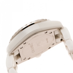 Pre Owned Chanel White Stainless Steel And Ceramic J12 Women's Wristwatch 34mm 