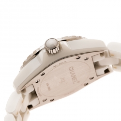 Pre Owned Chanel White Stainless Steel And Ceramic J12 Women's Wristwatch 34mm 
