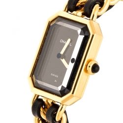 Chanel Black Gold Plated Stainless Steel Premiere Women's Wristwatch 20MM
