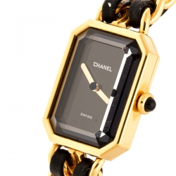 Pre Owned Chanel Black Gold Plated Stainless Steel Premiere Women's Wristwatch 20MM
