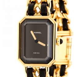 Pre Owned Chanel Black Gold Plated Stainless Steel Premiere Women's Wristwatch 20 mm