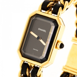 Chanel Black Gold Plated Stainless Steel Premiere Women's Wristwatch 20MM