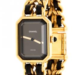 Chanel Black Gold Plated Stainless Steel Premiere Women's Wristwatch 20MM