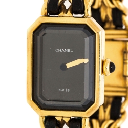 Chanel Black Gold Plated Stainless Steel Premiere Women's Wristwatch 20 mm