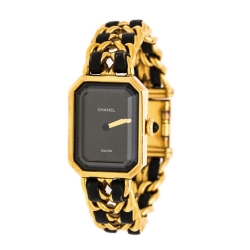 Chanel Black Gold Plated Stainless Steel Premiere Women's Wristwatch 20 mm