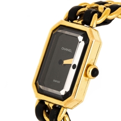 Chanel Black Gold Plated Stainless Steel Premiere Women's Wristwatch 20 mm