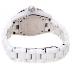 Pre Owned Chanel White Stainless Steel Ceramic Diamonds J12 Women's Wristwatch 33 mm