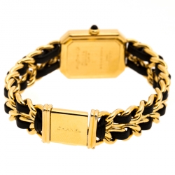 Pre Owned Chanel Black Gold Plated Stainless Steel Premiere Women's Wristwatch 20 mm