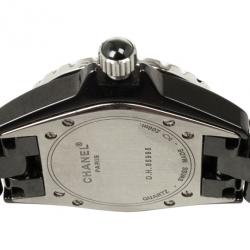 Pre Owned Chanel J 12 SS Ceramic Diamond Bezel Womens Wristwatch 33 MM