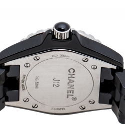 Pre Owned Chanel Black Ceramic Stainless Steel J12 H0682 Women's Wristwatch 33 mm