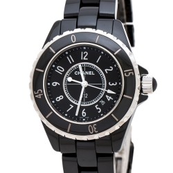 Pre Owned Chanel Black Ceramic Stainless Steel J12 H0682 Women's Wristwatch 33 mm