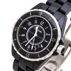 Pre Owned Chanel Black Ceramic Stainless Steel J12 H0682 Women's Wristwatch 33 mm