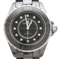 Chanel Grey Ceramic Stainless Steel Diamond J12 H3242 Women's Wristwatch 38 mm