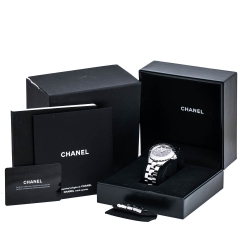 Chanel Grey Ceramic Stainless Steel Diamond J12 H3242 Women's Wristwatch 38 mm
