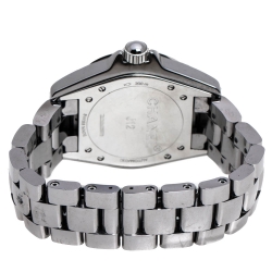Chanel Grey Ceramic Stainless Steel Diamond J12 H3242 Women's Wristwatch 38 mm
