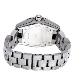 Chanel Grey Ceramic Stainless Steel Diamond J12 H3242 Women's Wristwatch 38 mm