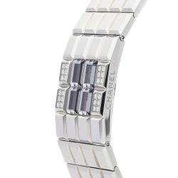 Pre Owned Chanel Silver Diamond Stainlesss Steel Chocolat H1340 Women's Wristwatch 24 MM