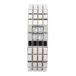 Pre Owned Chanel Silver Diamond Stainlesss Steel Chocolat H1340 Women's Wristwatch 24 MM
