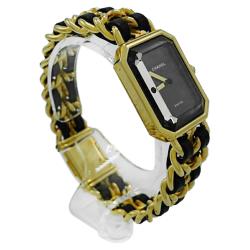 Pre Owned Chanel Black Gold Plated Stainless Steel Premiere Quartz Women's Wristwatch 20 MM
