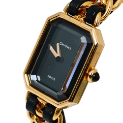 Chanel Black Gold Plated Stainless Steel Premiere Women's Wristwatch 20MM
